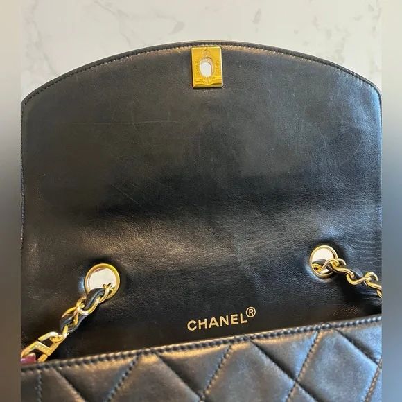 SOLD Vintage Chanel Small Diana Flap Black Lambskin - Picture 13 of 13